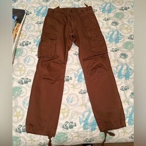 MNML VINTAGE TWILL CARGO PANTS IN AUBURN